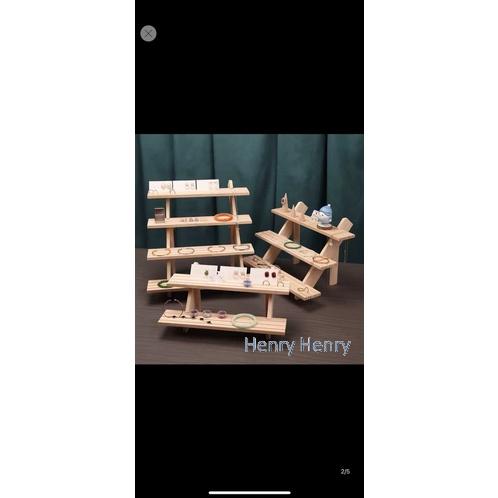 🎁HENRY百貨🎁實木階梯多用架 飾品擺設架 耳飾架  耳環架 擺攤 台灣現貨 呈列架 展示架 盆栽 多功能 藝術品-細節圖4