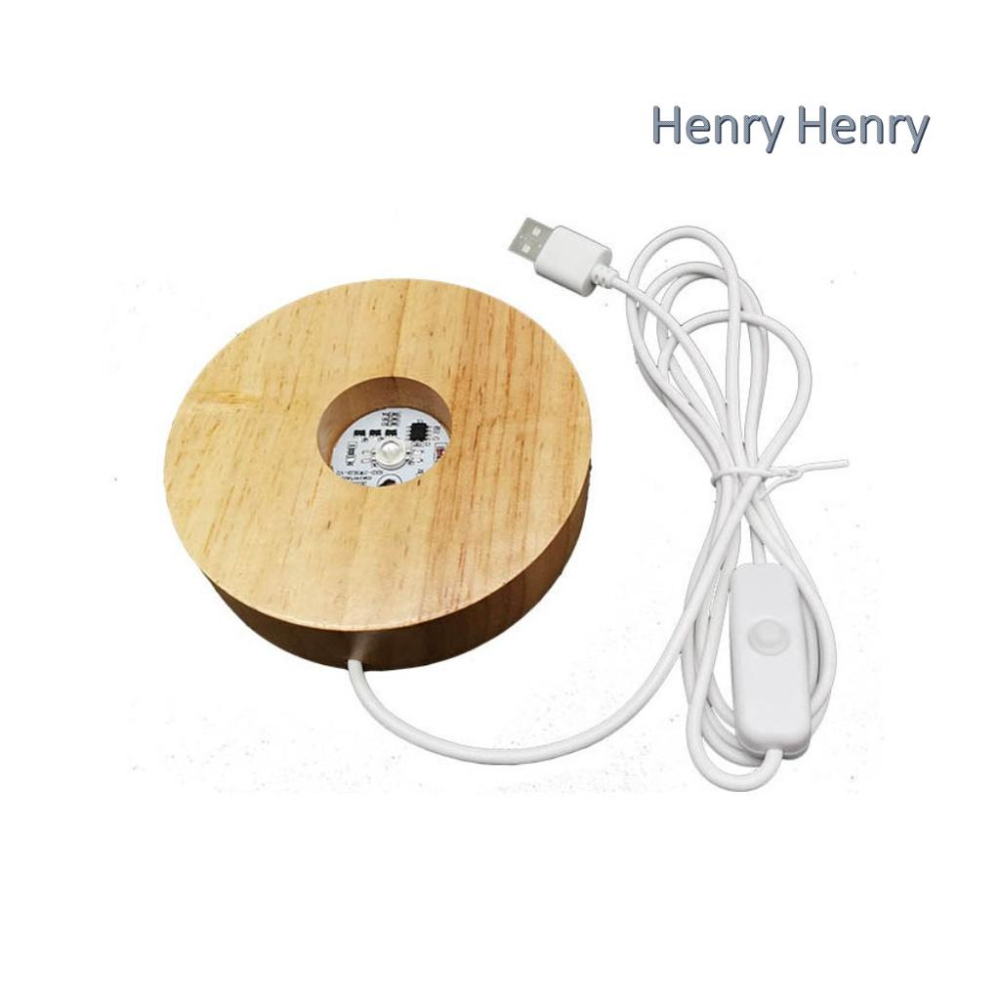 🎁HENRY百貨🎁USB原木七彩10CM搖控燈座/LED燈座6、10、15CM圓盤、7cm方型 實木彩色LED燈座 - Henry百貨