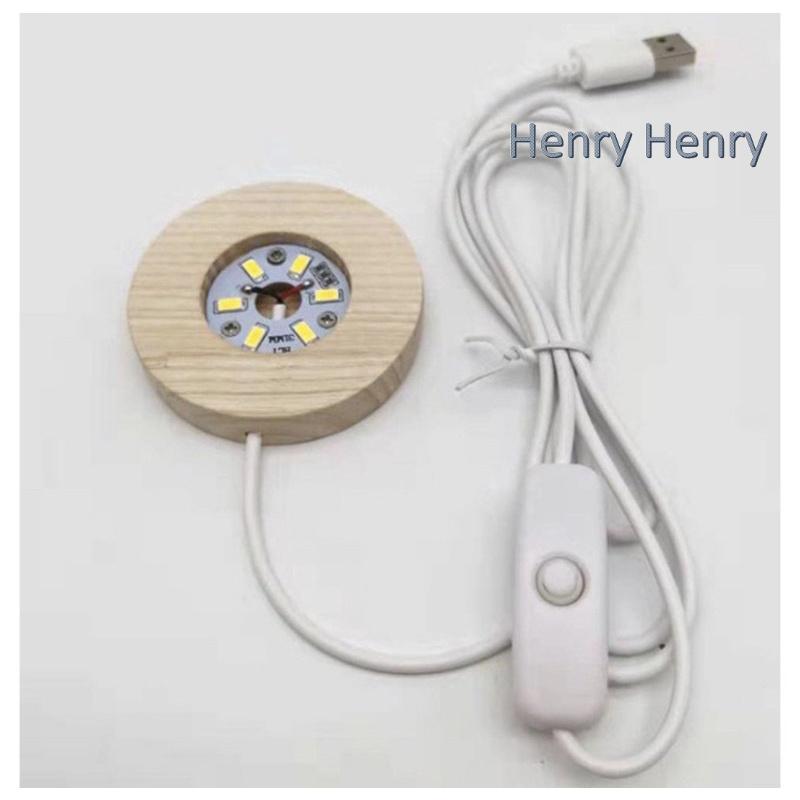 🎁HENRY百貨🎁USB原木LED燈座（七彩/暖/白）6cm實木彩色/LED發光底座/夜燈/鹽燈/展示品/收藏品-細節圖6