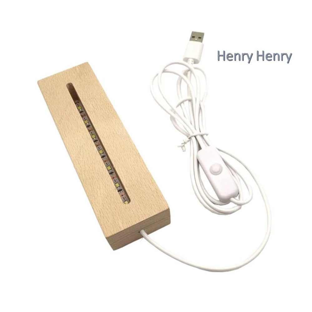 🎁HENRY百貨🎁USB原木LED長方型燈座（暖/白）15cm實木彩色/LED發光底座/夜燈/鹽燈/展示品/收藏品-細節圖3