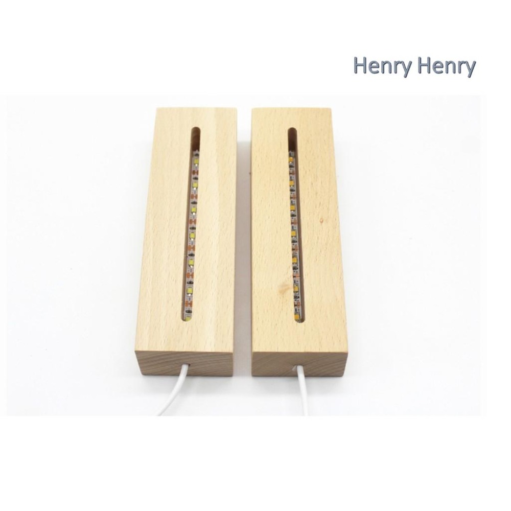 🎁HENRY百貨🎁USB原木LED長方型燈座（暖/白）15cm實木彩色/LED發光底座/夜燈/鹽燈/展示品/收藏品-細節圖5