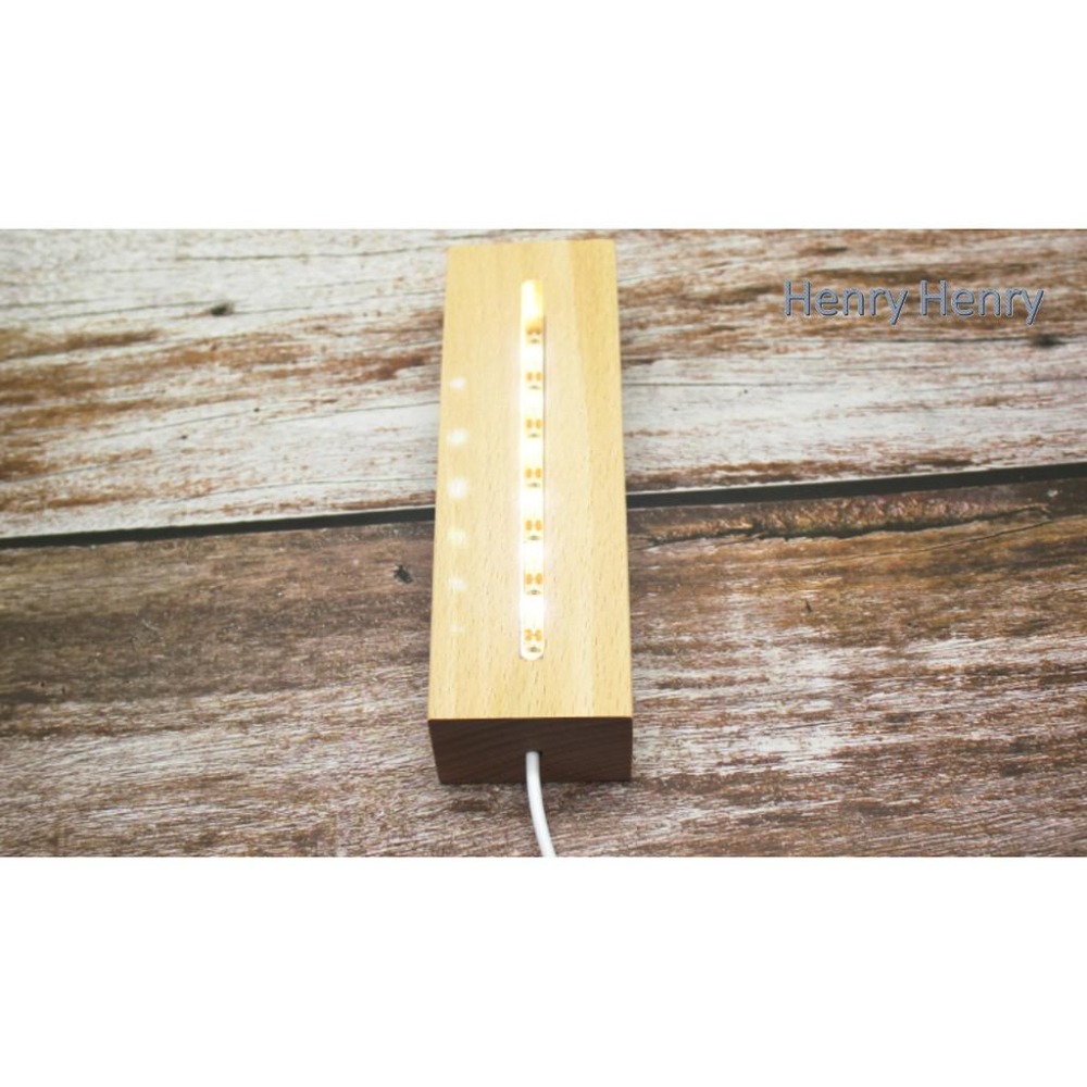 🎁HENRY百貨🎁USB原木LED長方型燈座（暖/白）15cm實木彩色/LED發光底座/夜燈/鹽燈/展示品/收藏品-細節圖7