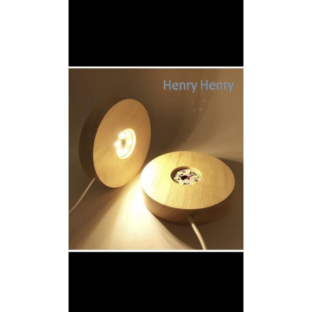 🎁HENRY百貨🎁USB原木LED圓型燈座（七彩/暖/白）10cm實木彩色/LED發光底座/夜燈/鹽燈/展示品/收藏品-細節圖2