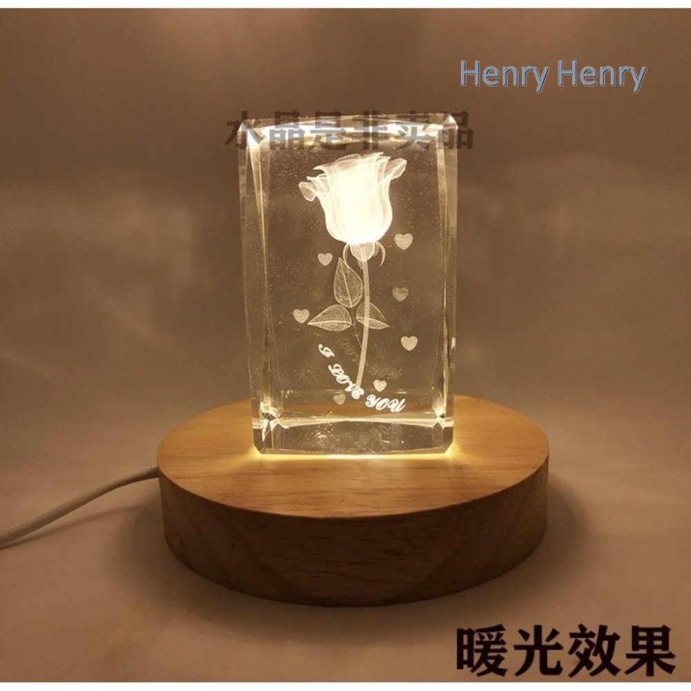 🎁HENRY百貨🎁USB原木LED圓型燈座（七彩/暖/白）10cm實木彩色/LED發光底座/夜燈/鹽燈/展示品/收藏品-細節圖3