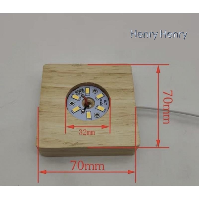 🎁HENRY百貨🎁USB原木LED方型燈座（暖/白）7cm實木彩色/LED發光底座/夜燈/鹽燈/展示品/收藏品-細節圖2