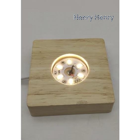 🎁HENRY百貨🎁USB原木LED方型燈座（暖/白）7cm實木彩色/LED發光底座/夜燈/鹽燈/展示品/收藏品-細節圖3