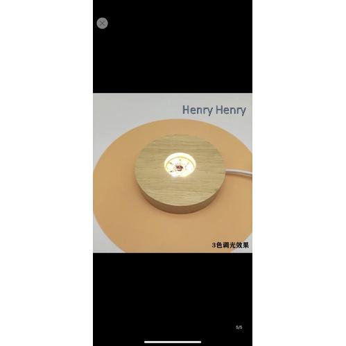 🎁HENRY百貨🎁LED原木發光底座燈座（三色調光） #LED燈座/鹽燈/擺件/水晶球/藝品/小夜燈/財位燈/可調光-細節圖2