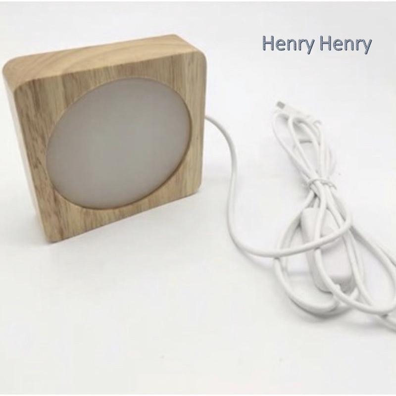 🎁HENRY百貨🎁USB原木LED燈座（黃/白/七彩）8cm方型鹽燈鹽燈/LED發光底座/夜燈/鹽燈/鹽燈底座/展示品-細節圖2