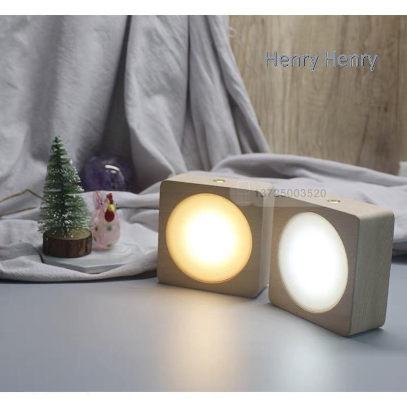 🎁HENRY百貨🎁USB原木LED燈座（黃/白/七彩）8cm方型鹽燈鹽燈/LED發光底座/夜燈/鹽燈/鹽燈底座/展示品-細節圖3