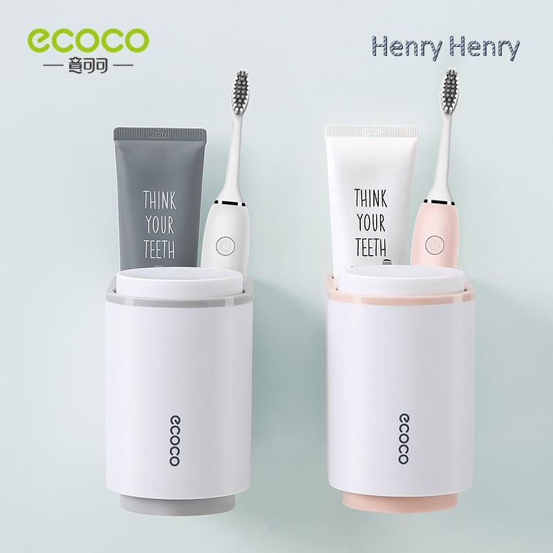 🎁HENRY百貨🎁意可可ecoco雙杯漱口杯 台灣現貨 牙刷架 漱口杯架 免鑽孔無痕  隱藏式潄口杯 浴室 收納  置物-細節圖2