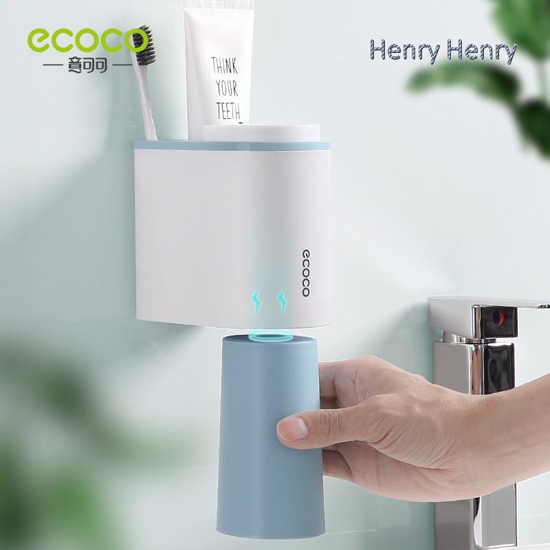 🎁HENRY百貨🎁意可可ecoco雙杯漱口杯 台灣現貨 牙刷架 漱口杯架 免鑽孔無痕  隱藏式潄口杯 浴室 收納  置物-細節圖3