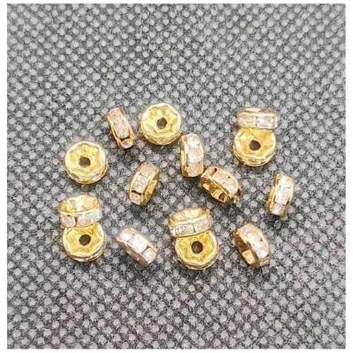 鑽圈隔片 鑽石隔片 保色14K鍍金白金 隔珠 鑲鑽隔珠 花托 diy手作材料 水晶 項鍊手串手鍊手珠項鏈手鏈串珠-細節圖2