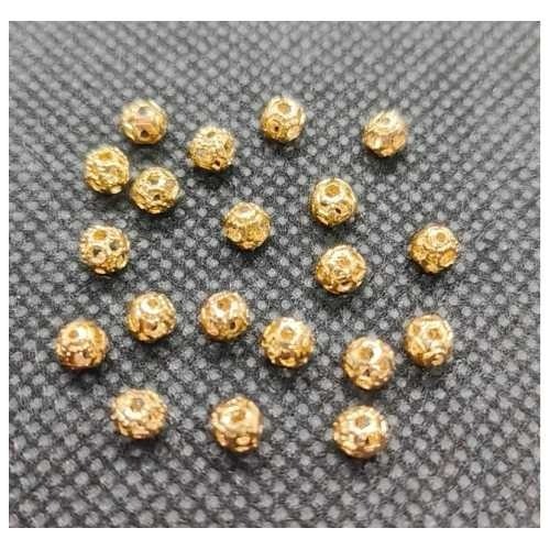 保色14K金4mm簍空珠 小金珠 鏤空圓珠 隔珠 隔片diy手作材料 手鏈項鏈 項鍊手鍊 手串手珠串珠散珠 飾品配件-細節圖2