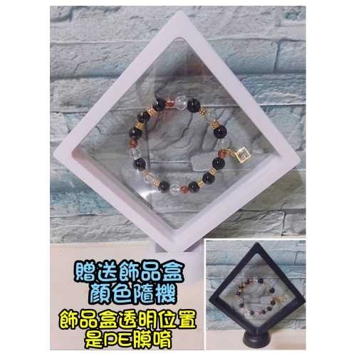 天然水晶手鍊 黑曜石 紅膠花 白水晶 避邪擋煞 淨化負能量 招財 招貴人 助桃花 手串 手鍊-規格圖5