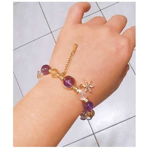 天然水晶手鍊 波利維亞紫水晶 黃塔晶 白水晶 小雛菊吊飾 提升運勢 招財 招貴人 助事業 提升人緣 手串 手鍊-細節圖4