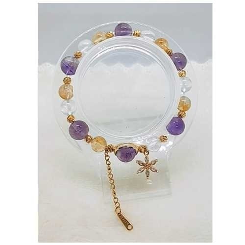 天然水晶手鍊 波利維亞紫水晶 黃塔晶 白水晶 小雛菊吊飾 提升運勢 招財 招貴人 助事業 提升人緣 手串 手鍊-細節圖6