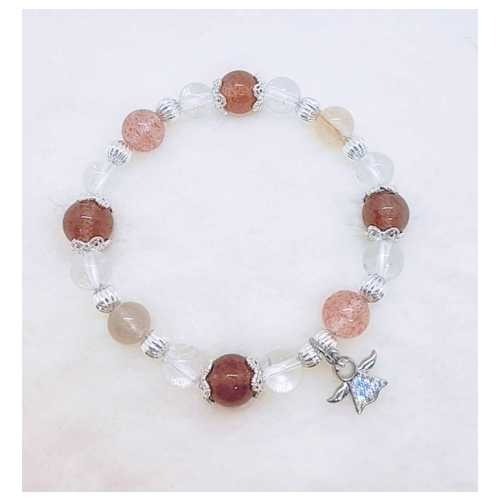 天然水晶手鍊 草莓晶 白水晶 小樹膠花 招桃花 提升個人魅力 提升運勢 招財 招貴人 招人緣 手串 手鍊-細節圖7