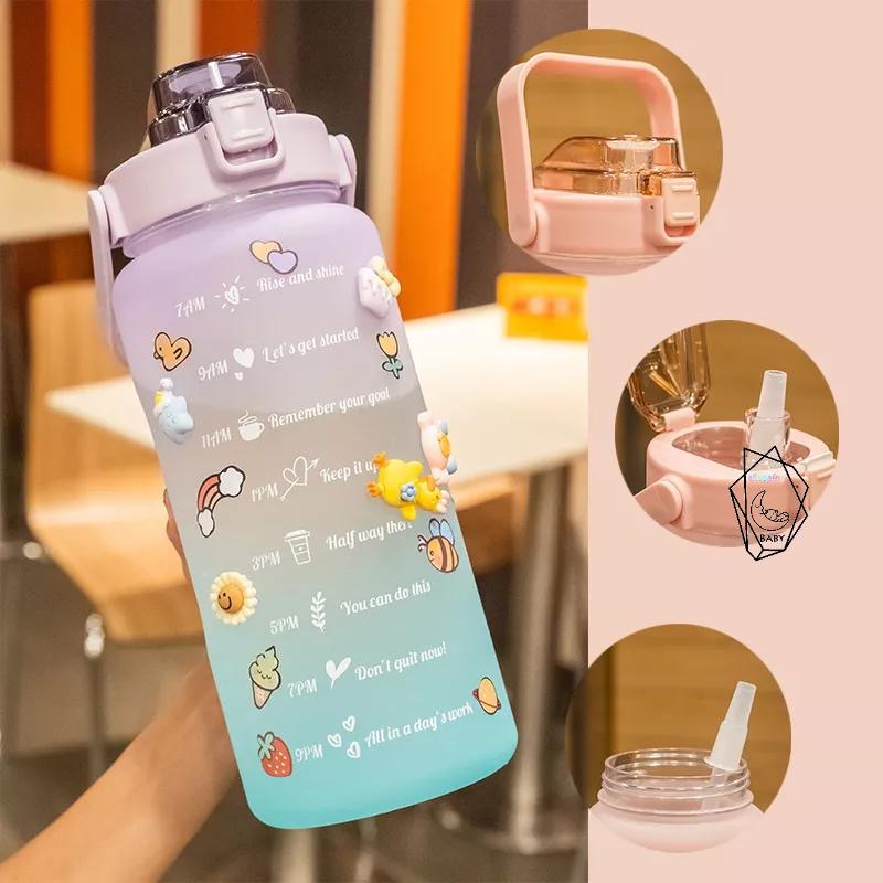 【貝比】 公司貨 漸變水壺 2000ML彈蓋水壺 防摔水壺 檢驗合格 運動水壺  磨砂水壺 雙色 吸管水壺 耐熱水壺-細節圖2