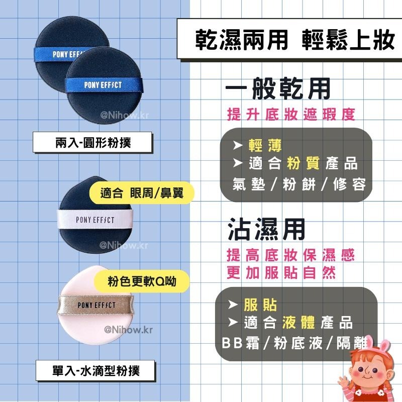 ［Jia’s美妝代購］現貨不用等🔥新版兩入組Pony effect 氣墊粉餅粉撲 水滴粉撲 氣墊粉撲 氣墊粉餅專用粉撲-細節圖5
