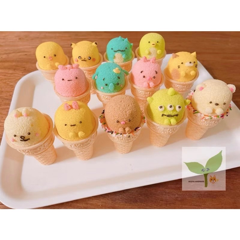 甜筒造型戚風蛋糕 造型甜甜圈戚風 造型戚風蛋糕 造型蛋糕 蛋糕禮盒 三眼怪 熊大兔兔 小飛象 角落生物 寶可夢皮卡丘-細節圖2