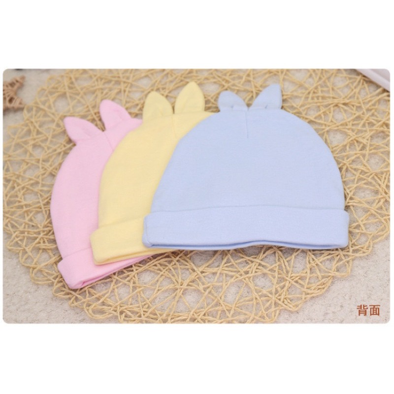 BB-SHOP🌸 雙層棉 0-3個月 寶寶造型帽+三角巾套組 新生兒配件 胎帽 三角巾 口水巾 寶寶帽子 新生兒帽-細節圖2