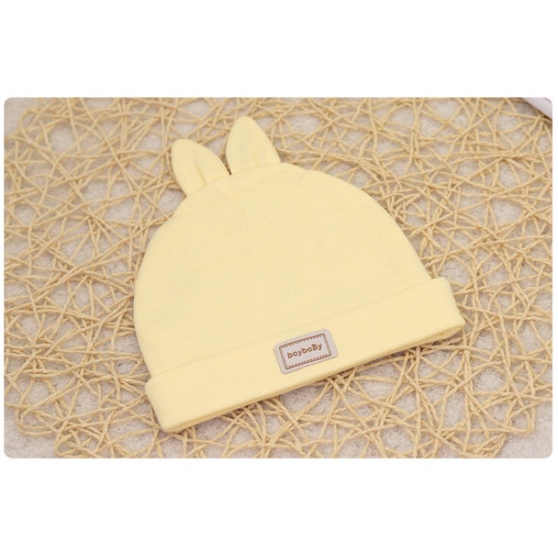 BB-SHOP🌸 雙層棉 0-3個月 寶寶造型帽+三角巾套組 新生兒配件 胎帽 三角巾 口水巾 寶寶帽子 新生兒帽-細節圖3