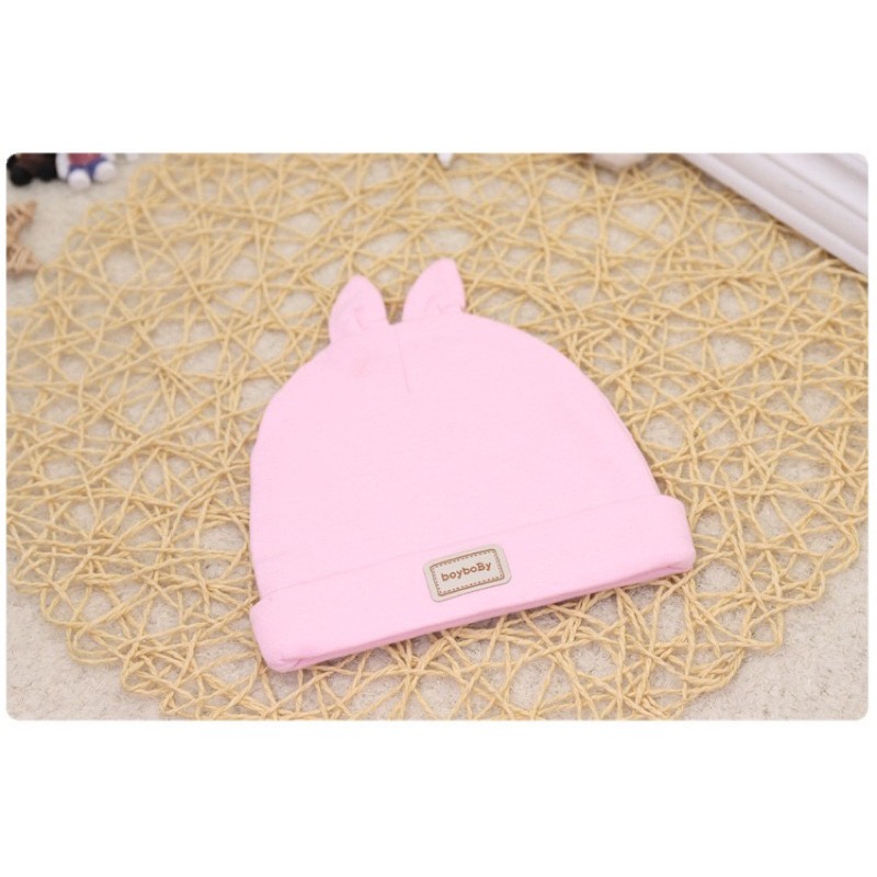 BB-SHOP🌸 雙層棉 0-3個月 寶寶造型帽+三角巾套組 新生兒配件 胎帽 三角巾 口水巾 寶寶帽子 新生兒帽-細節圖5