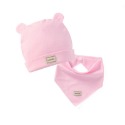 BB-SHOP🌸 雙層棉 0-3個月 寶寶造型帽+三角巾套組 新生兒配件 胎帽 三角巾 口水巾 寶寶帽子 新生兒帽-規格圖9
