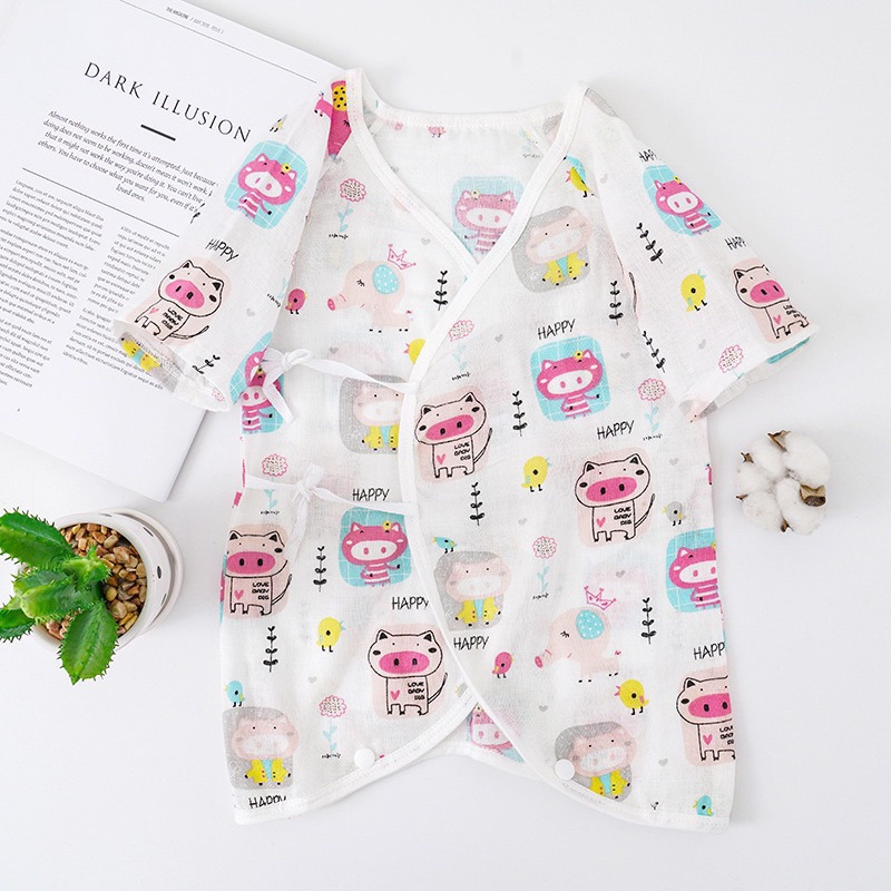 BB-SHOP🌸支援緊急出貨🌈外銷日本 雙層紗布衣 純棉 新生兒連體衣 包手款 嬰兒連身衣 寶寶蝴蝶衣 紗布衣 寶寶內衣-細節圖5