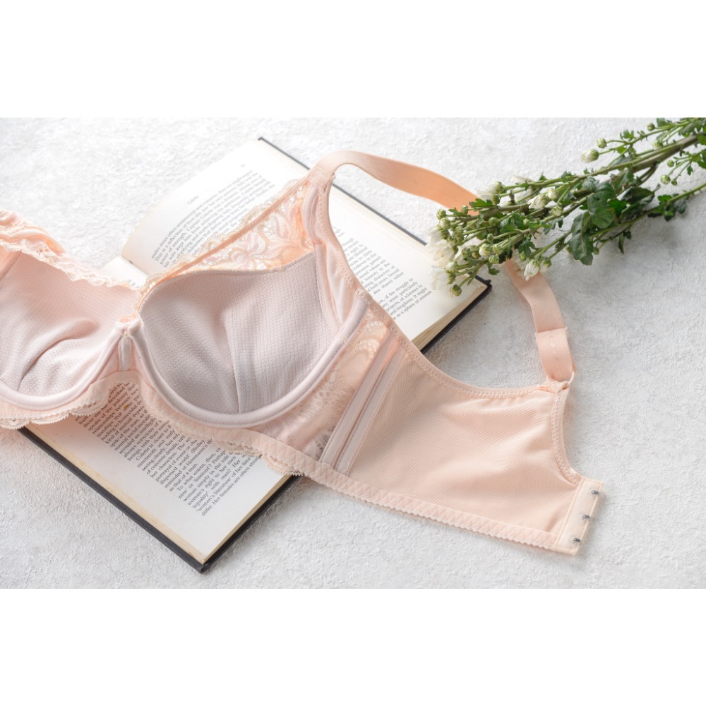 台灣製 蕾絲胸罩/雙色蕾絲/軟鋼圈/脊邊加高/泡綿/涼感內裡/美背內衣B罩-細節圖7