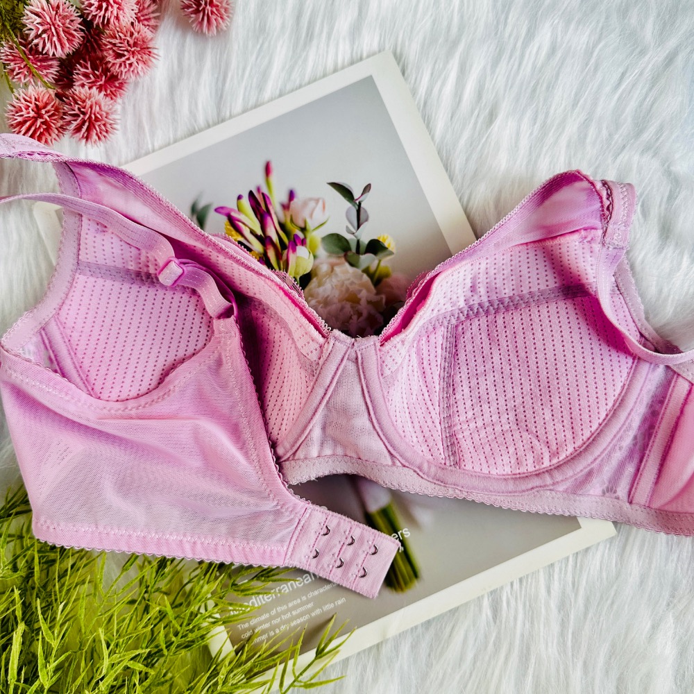 【舒適零束縛】粉嫩蕾絲無鋼圈內衣 | 側邊加壓提托 | 薄襯絲棉杯-1693-細節圖3