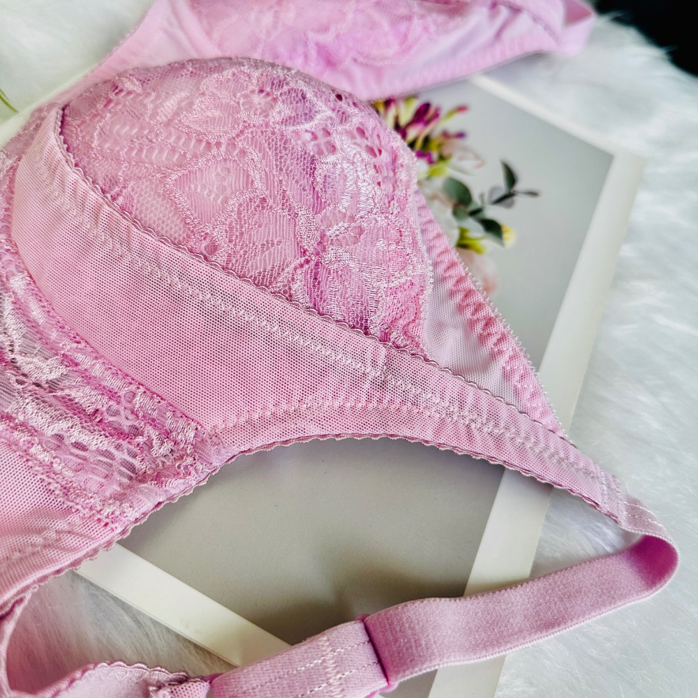 【舒適零束縛】粉嫩蕾絲無鋼圈內衣 | 側邊加壓提托 | 薄襯絲棉杯-1693-細節圖6