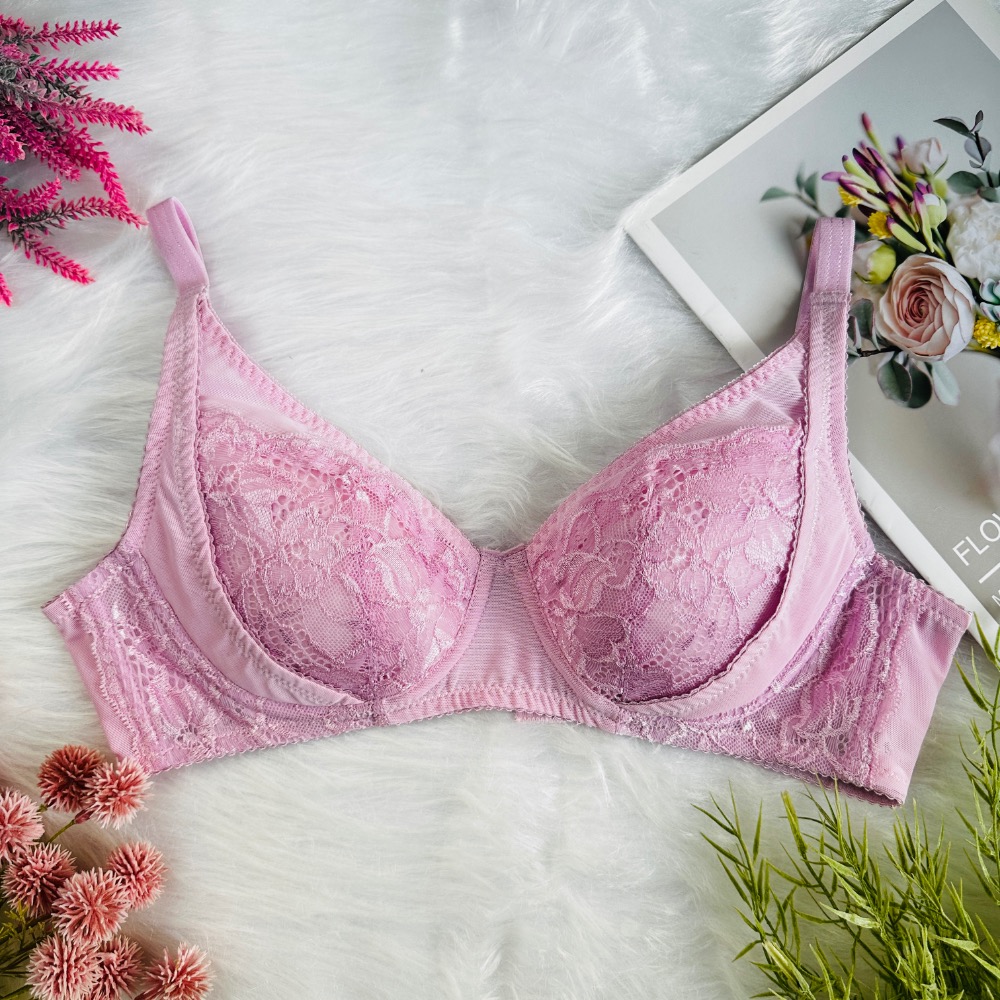 【舒適零束縛】粉嫩蕾絲無鋼圈內衣 | 側邊加壓提托 | 薄襯絲棉杯-1693-規格圖8