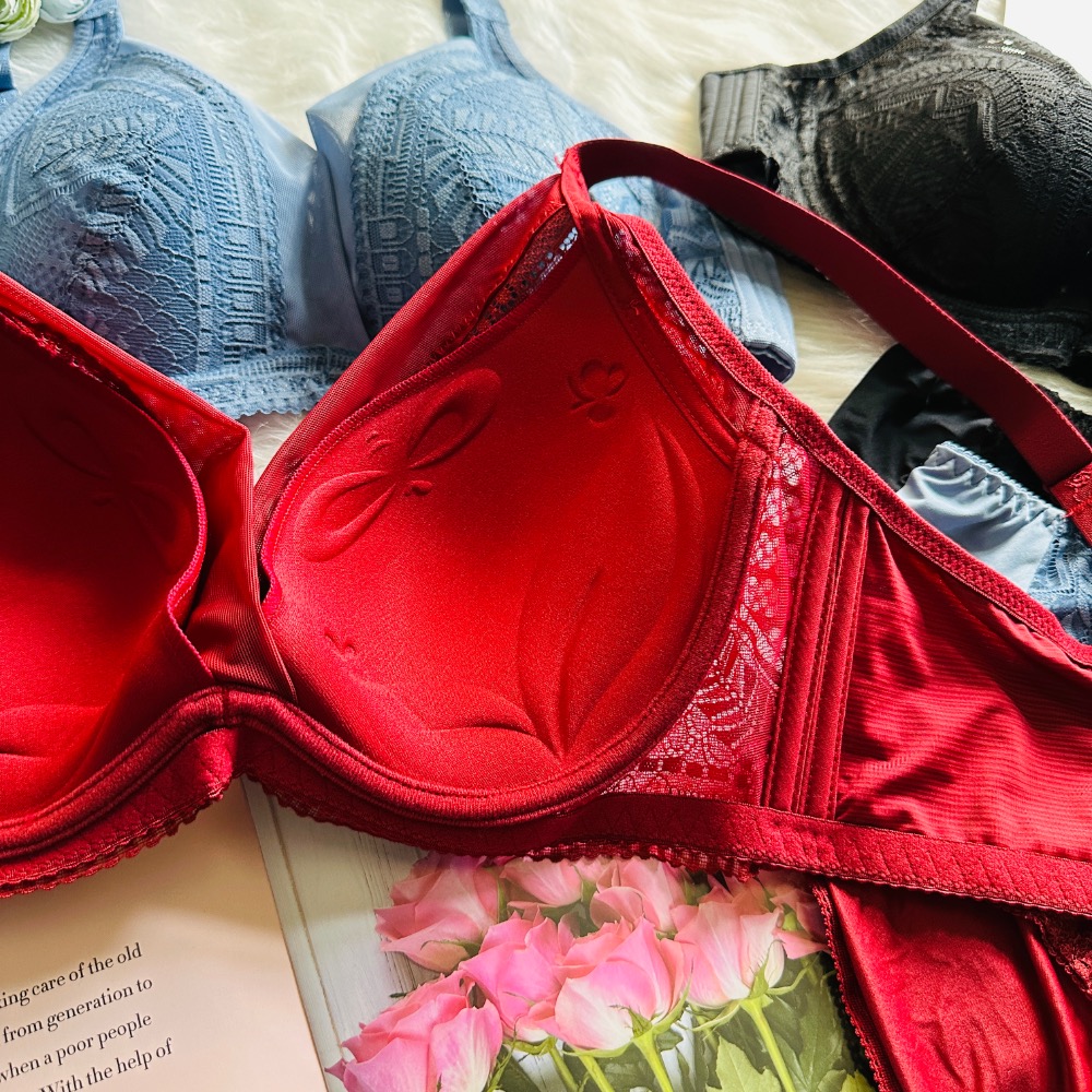 台灣製【幾何浮雕】涼感軟鋼圈內衣套裝 集中包覆涼感紗背片 幾何圖騰 舒適透氣-7607-細節圖2