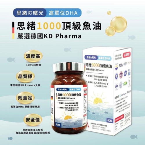 《宇霖生醫》思緒1000頂級魚油 高單位DHA 60粒裝 EPA Omega-3