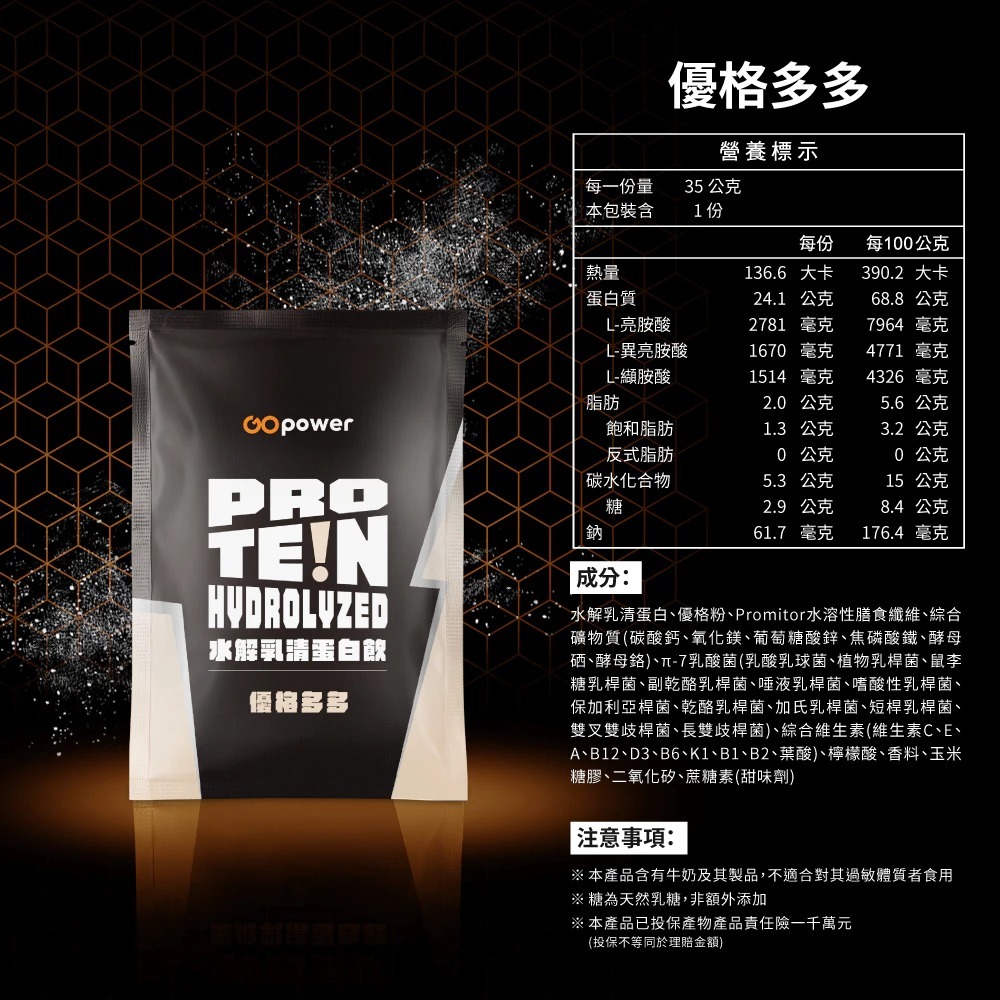 《宇霖生醫》果果能量 乳清蛋白隨身包 35g/包 濃縮/分離/水解乳清蛋白 蛋白粉 高蛋白-規格圖22