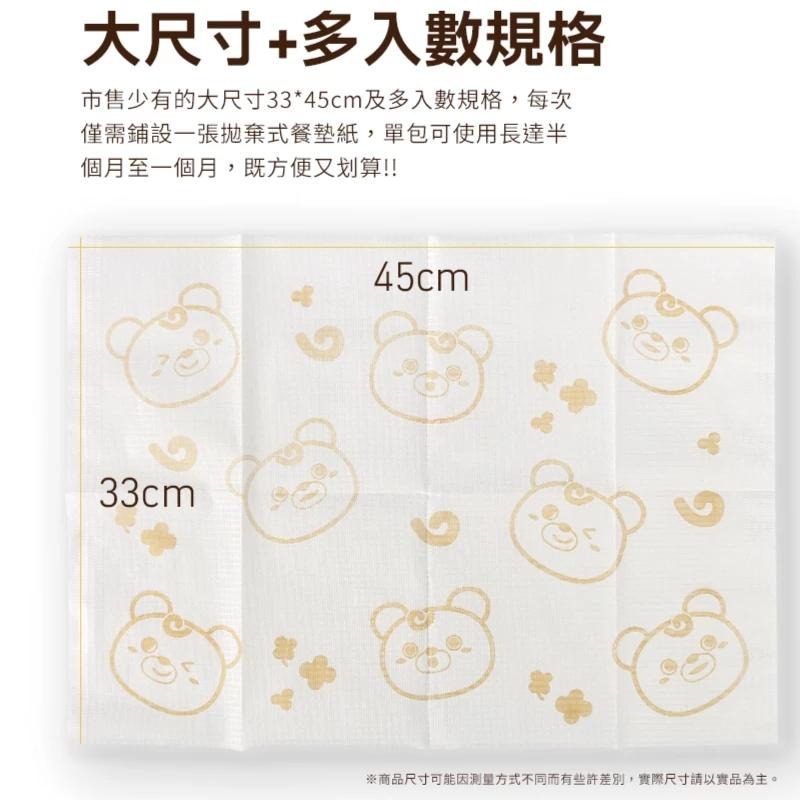 妙妙熊 【拋棄式餐墊紙】家庭號50張 鉅瑋 一次性 餐墊紙 餐紙 餐桌墊 桌布 桌墊紙 台灣製 宇霖生醫-細節圖3