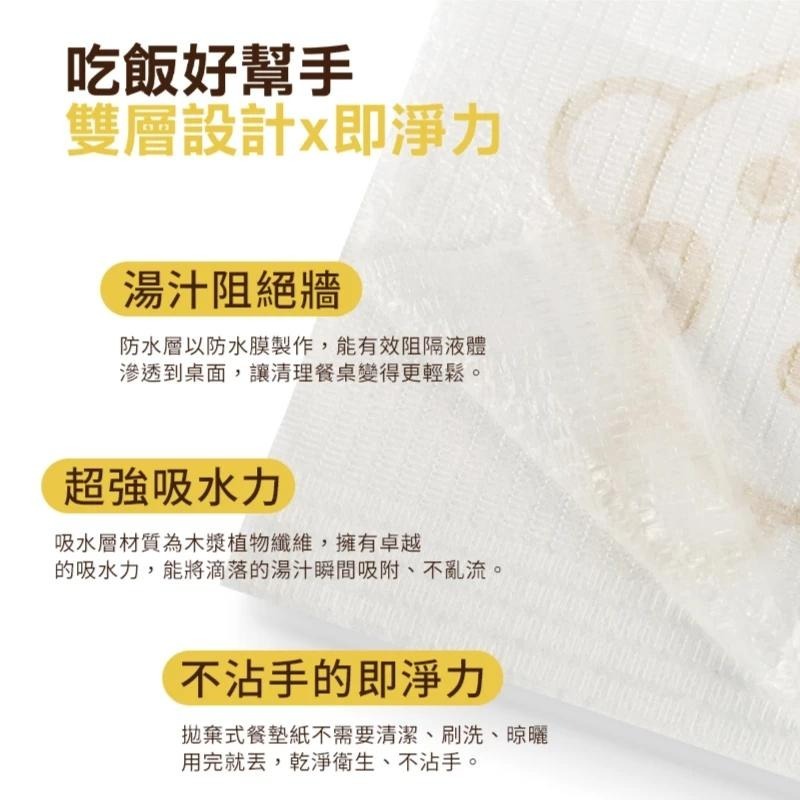 妙妙熊 【拋棄式餐墊紙】10張/50張 鉅瑋 一次性 餐墊紙 餐紙 餐桌墊 桌布 桌墊紙 台灣製 宇霖生醫-細節圖2