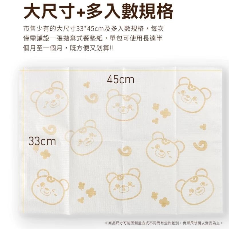 妙妙熊 【拋棄式餐墊紙】10張/50張 鉅瑋 一次性 餐墊紙 餐紙 餐桌墊 桌布 桌墊紙 台灣製 宇霖生醫-細節圖3