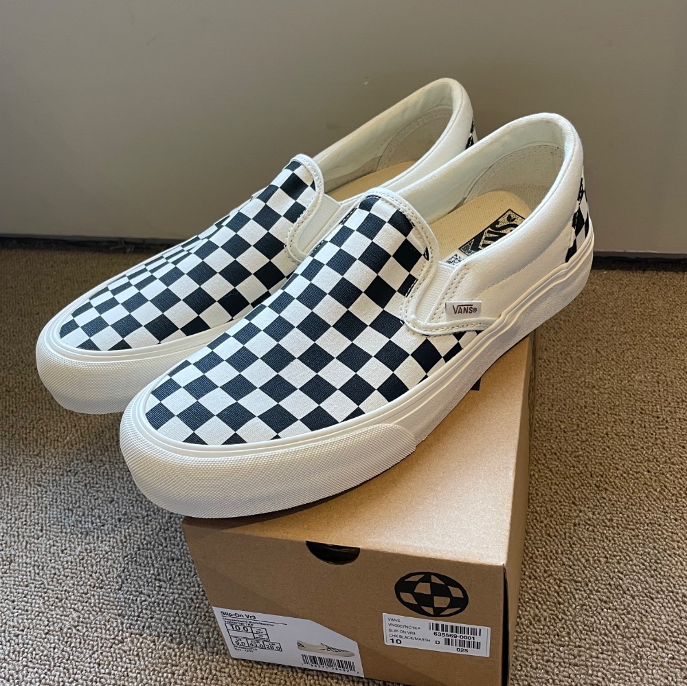 mimi｜現貨 VANS SLIP-ON VR3 黑色棋盤格 懶人鞋 休閒鞋 VN0007NC1KP US.10.0-細節圖5