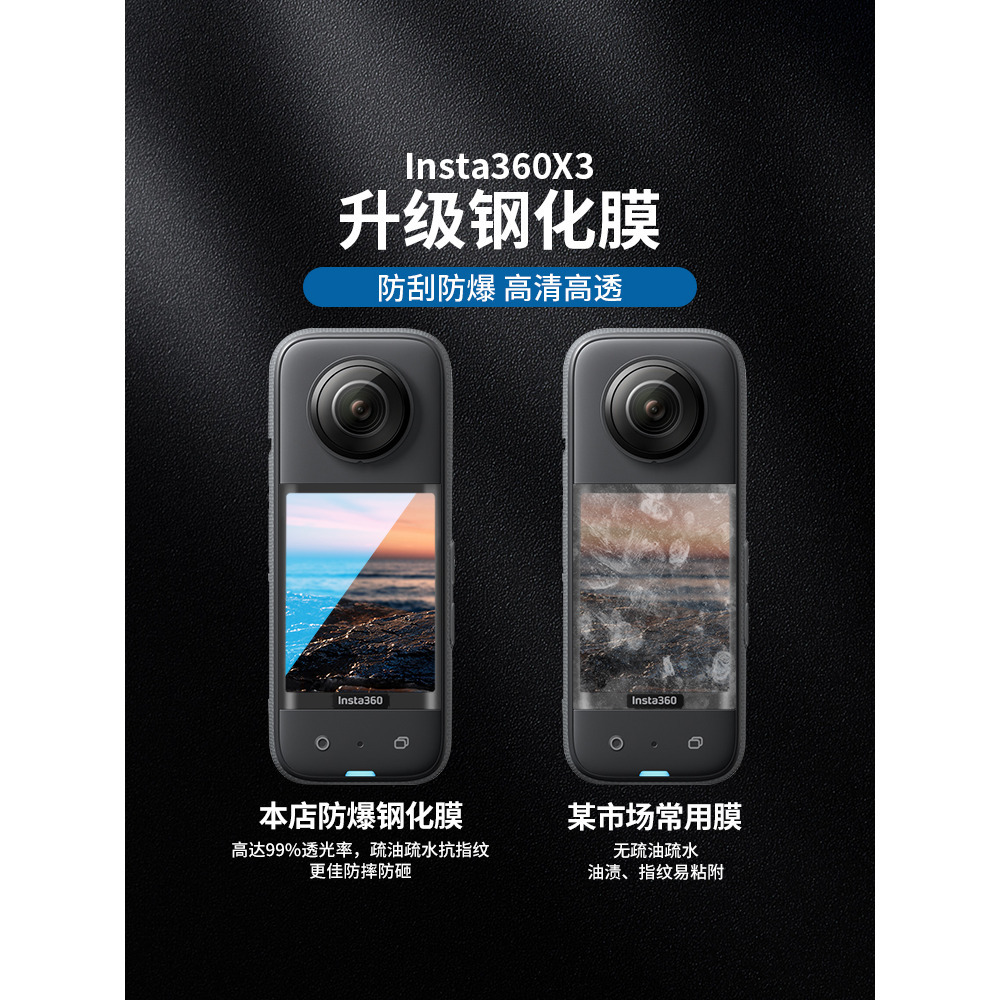 台灣現貨 Insta360 X3 螢幕保護貼 X3 曲面高清鋼化膜 保護貼 玻璃膜 抗刮耐磨 X3鋼化膜-細節圖7