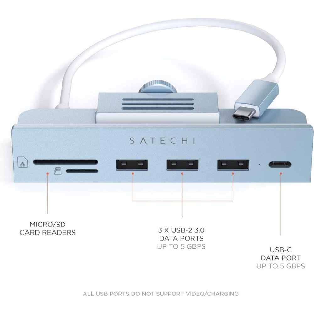 Satechi Clamp Hub USB-C 夾式擴充座 iMac 24吋 2021 2022 USB USB-A-細節圖7