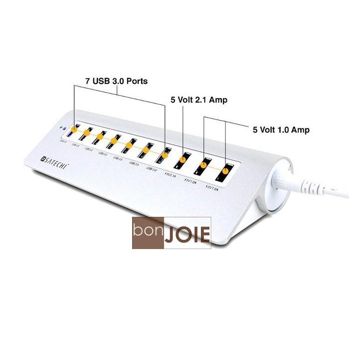 Satechi Premium 10 Port Aluminum USB 3.0 Hub 鋁合金 十孔 集線器 銀白款-細節圖3