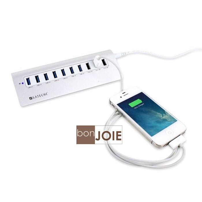 Satechi Premium 10 Port Aluminum USB 3.0 Hub 鋁合金 十孔 集線器 銀白款-細節圖4