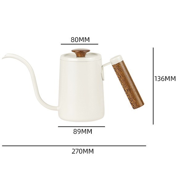 HELS永續品味(台灣現貨)手沖咖啡壺 咖啡手沖壺 鵝頸長嘴細口壺600ML 原木手柄 304不鏽鋼 茶 咖啡-細節圖2