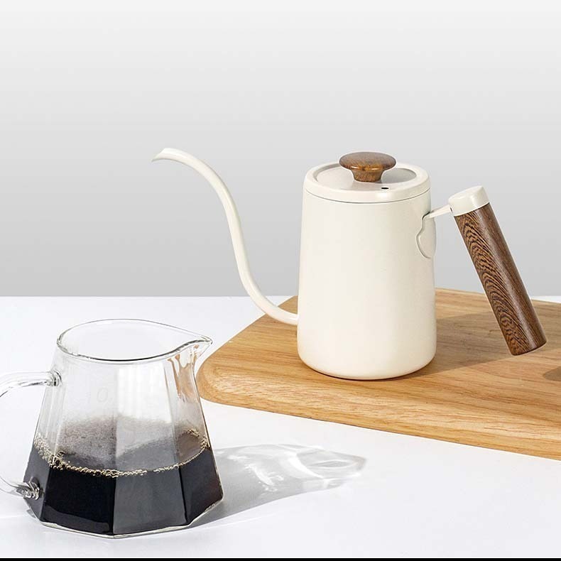HELS永續品味(台灣現貨)手沖咖啡壺 咖啡手沖壺 鵝頸長嘴細口壺600ML 原木手柄 304不鏽鋼 茶 咖啡-細節圖9