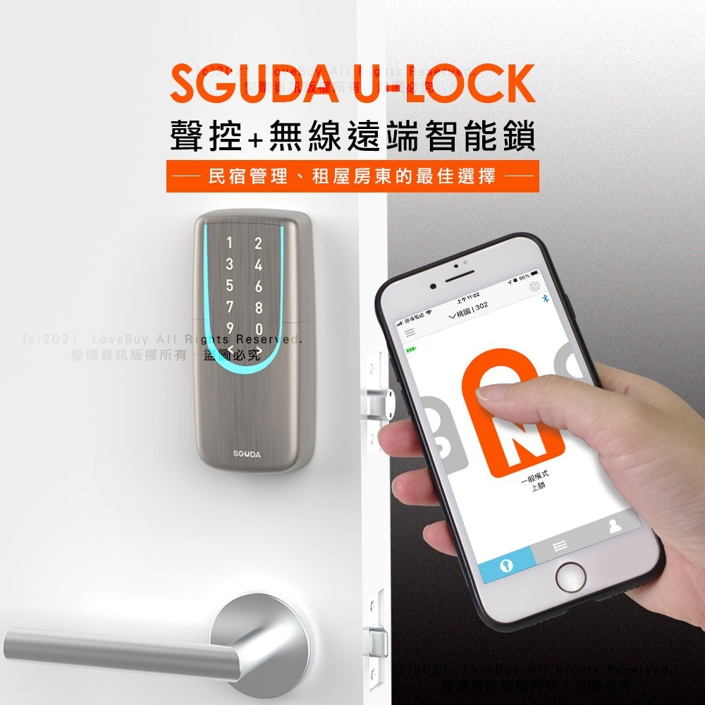 SGUDA U-LOCK 聲控+無線遠端智能鎖(民宿&房東的好幫手)(附基本安裝)-細節圖2