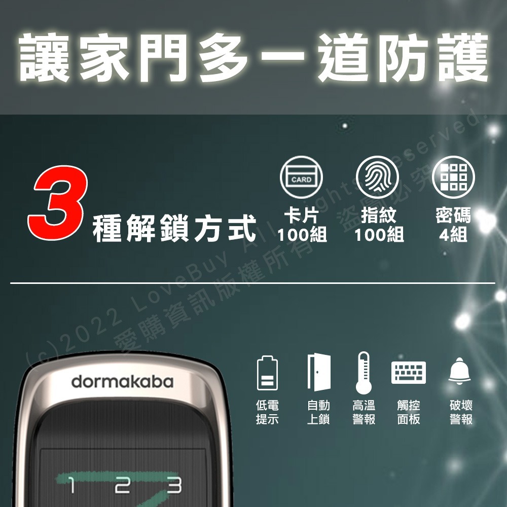 dormakaba RL360電子輔助鎖(密碼/指紋/卡片)(附基本安裝)-細節圖2