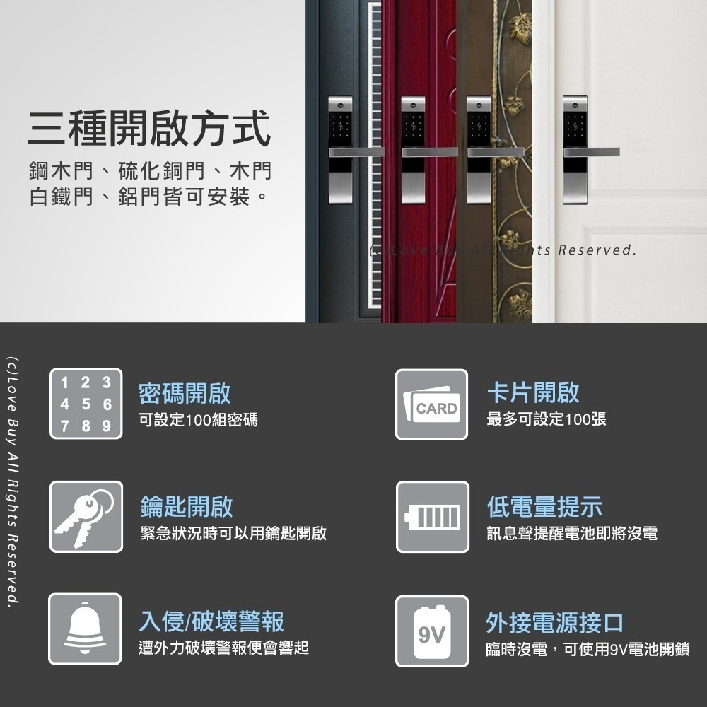 Yale耶魯 YDM-3109A手把型電子鎖(密碼/鑰匙/卡片)(附基本安裝)-細節圖3