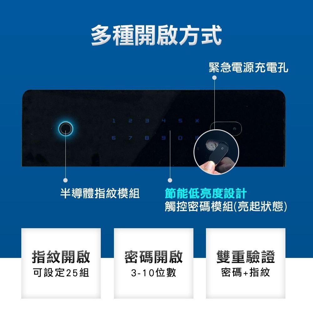 QNN巧能 SJB-35保險箱(指紋/密碼/鑰匙)-細節圖2
